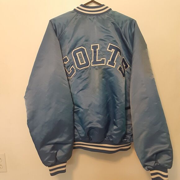 Vtg Indianapolis Colts Chalk Line Mens XL Back Arch Satin Bomber Jacket READ - Picture 7 of 10